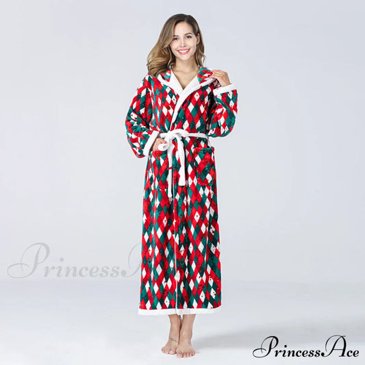 Hooded Flannel Tie-Belt Robe Suit