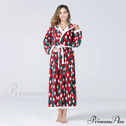 Hooded Flannel Tie-Belt Robe Suit