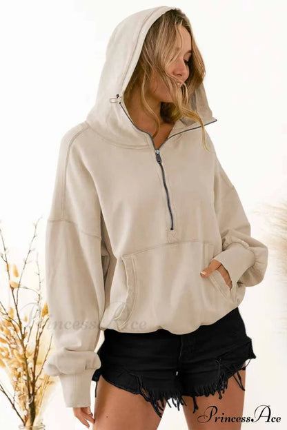 Hooded Sweatshirt with Zipper Pocket and Drawstring
