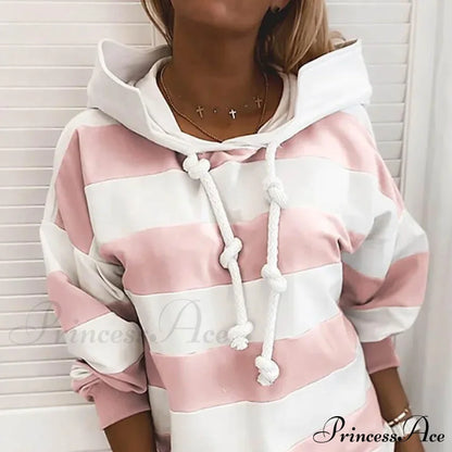Hoodie Striped Women's Casual Pullover Sweatshirt