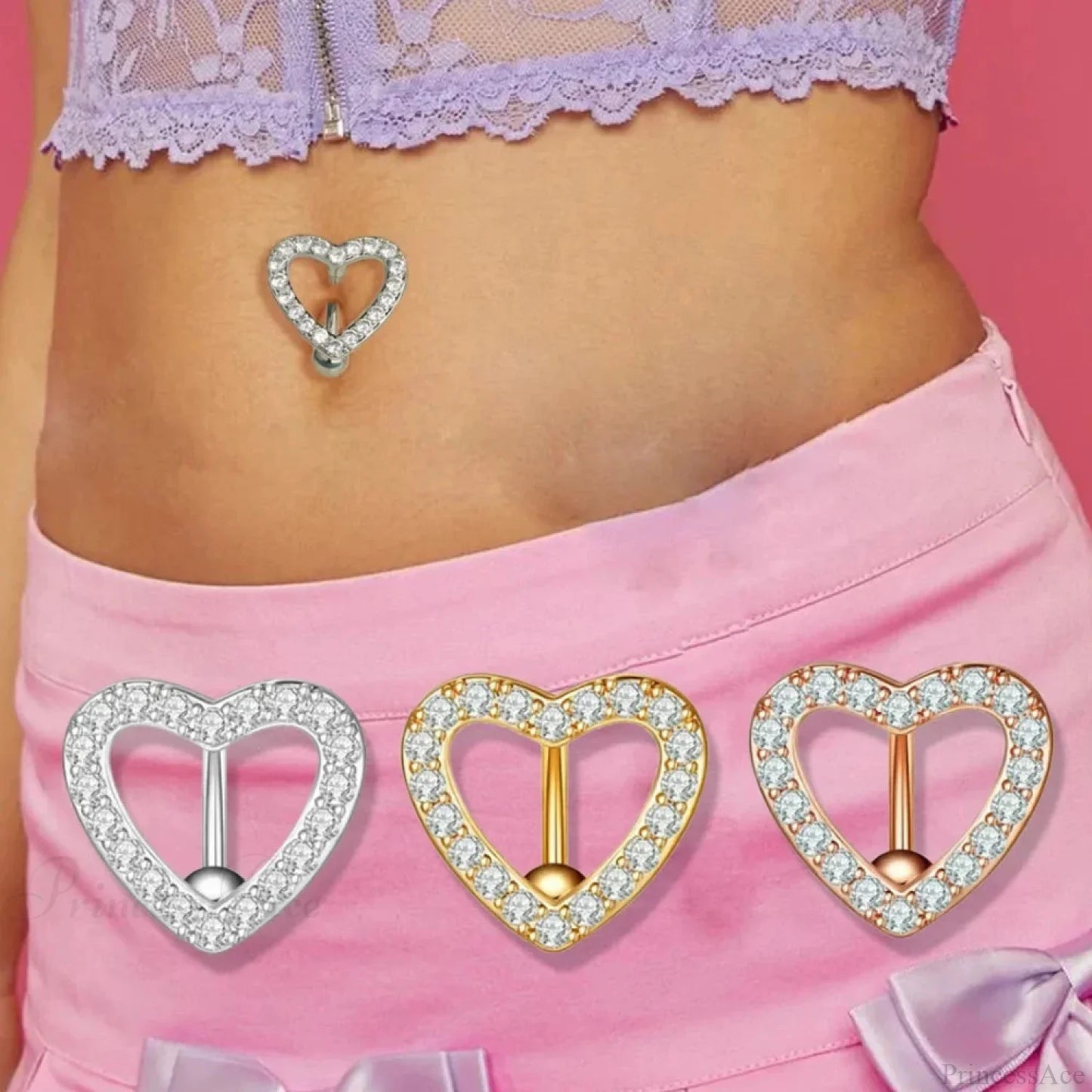 Inverted Love Medieval Golden 14G Stomach Hoop