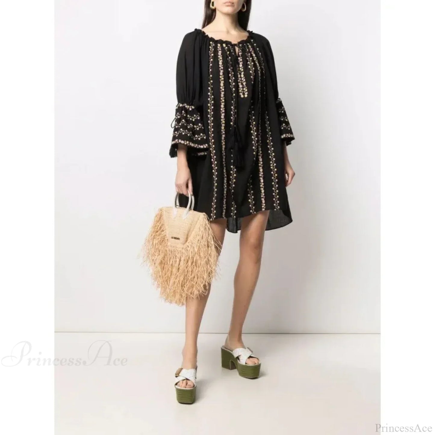Irregular Backless Embroidery Beach Boho Dress