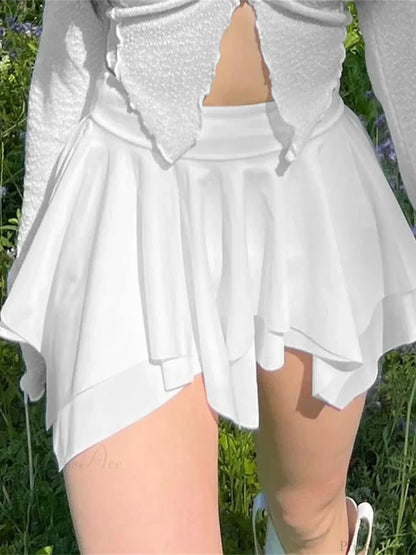 Irregular Low Waist Pleated Skirt