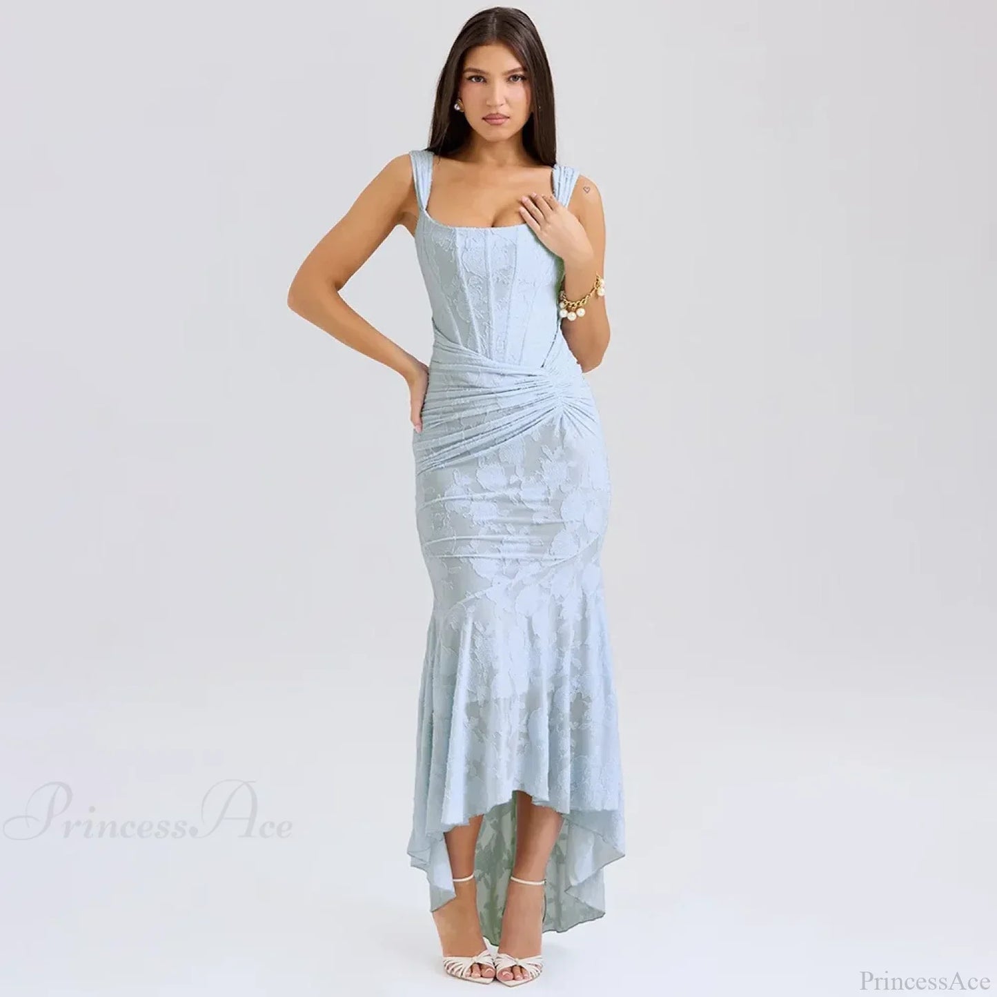 Jacquard Off Shoulder Mermaid Vacation Dress