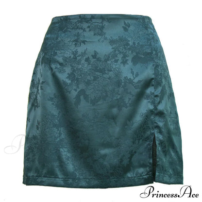 Jacquard Satin Skirt Sexy High Waist Mini Skirt