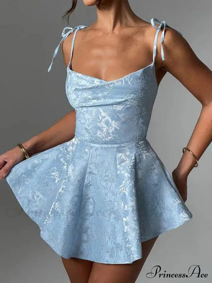 Jacquard Texture Suspender Charming Slimming A-Hem Mini Dress