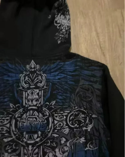 Joker Goth Print Fleece Zipper Hoodie