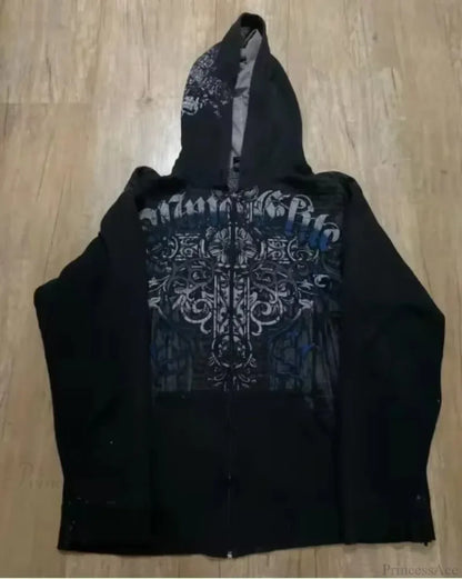 Joker Goth Print Fleece Zipper Hoodie