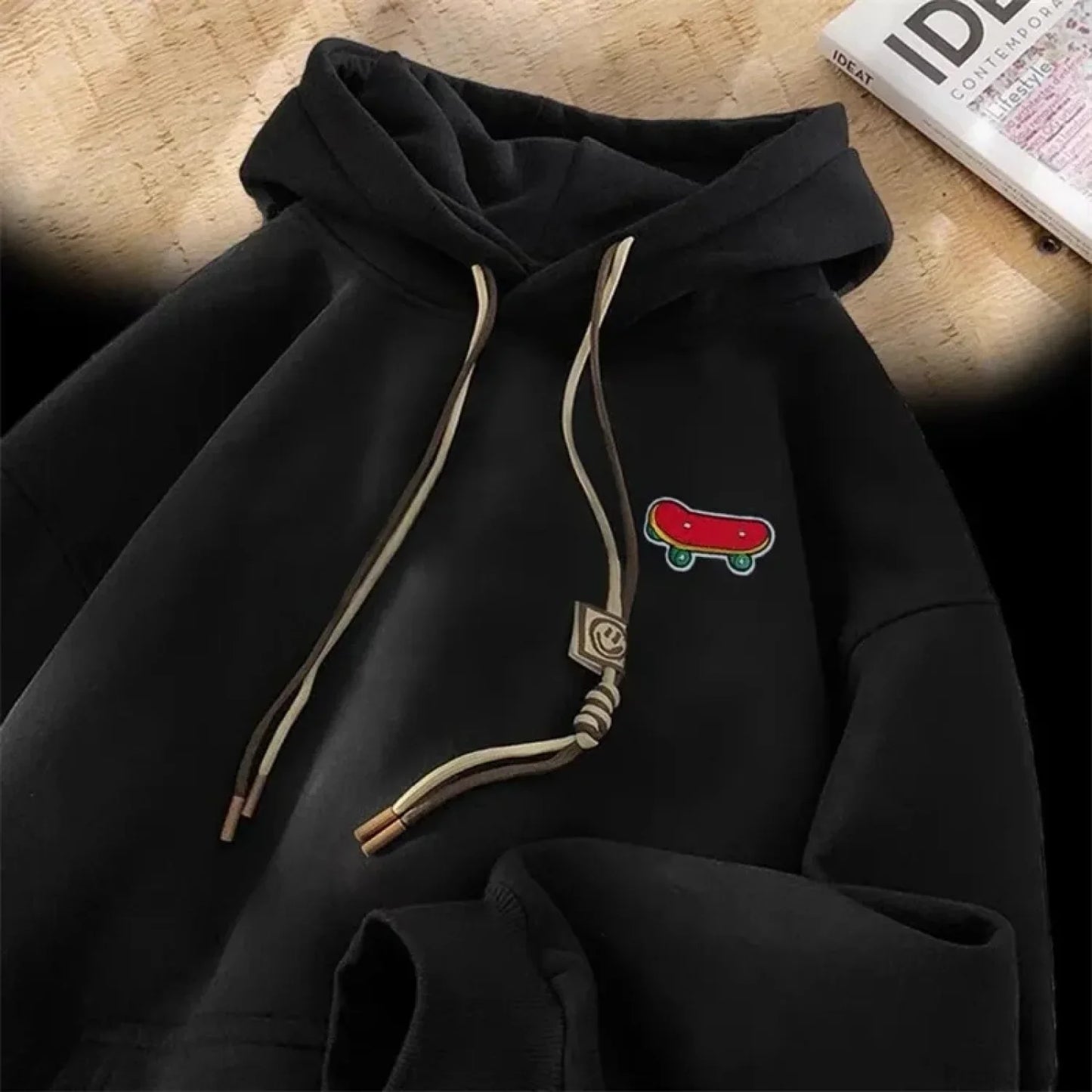 Kawaii Skateboard Graphic Cotton Fleece Hoodie