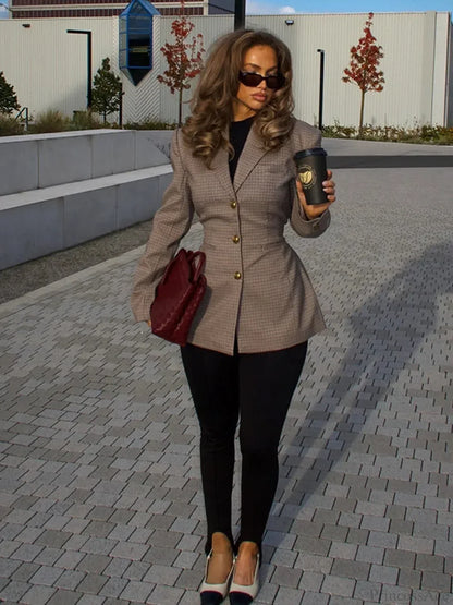 Khaki Plaid Suit Coat