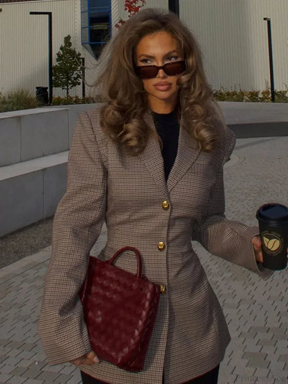 Khaki Plaid Suit Coat