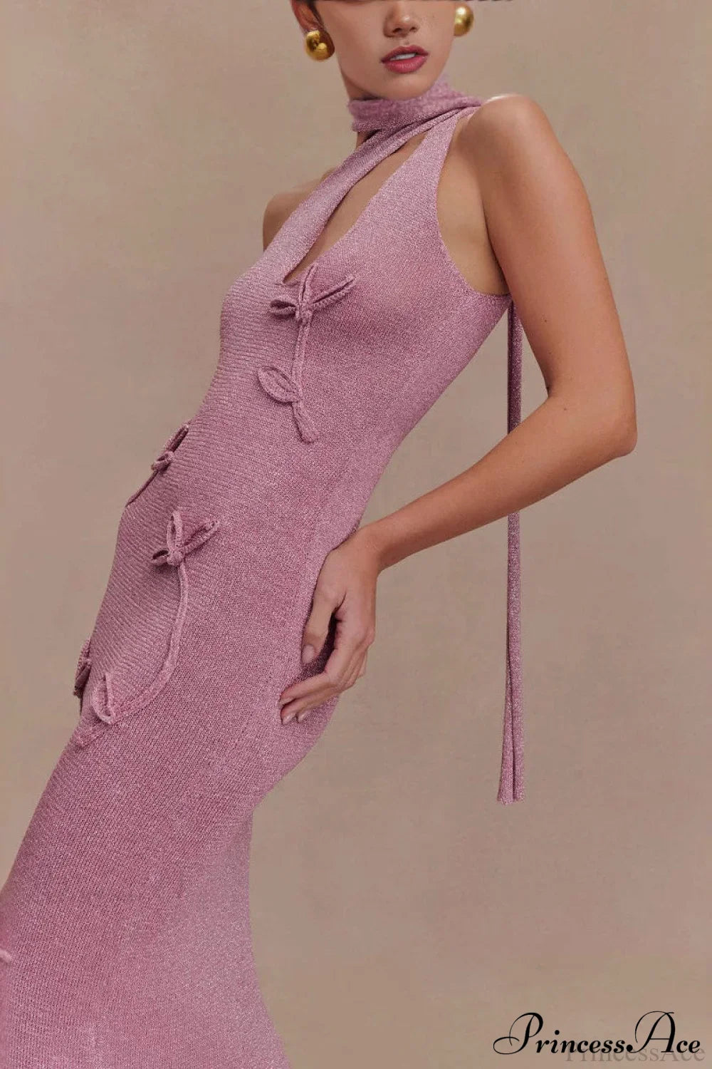 Knit Floral Ruffle Maxi Dress