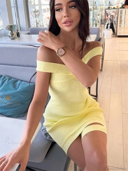 Knit Halter Bandage Mini Dress
