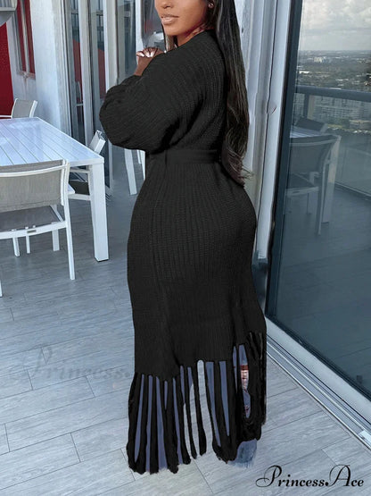 Knit Slit Graceful Turtleneck Sweaters