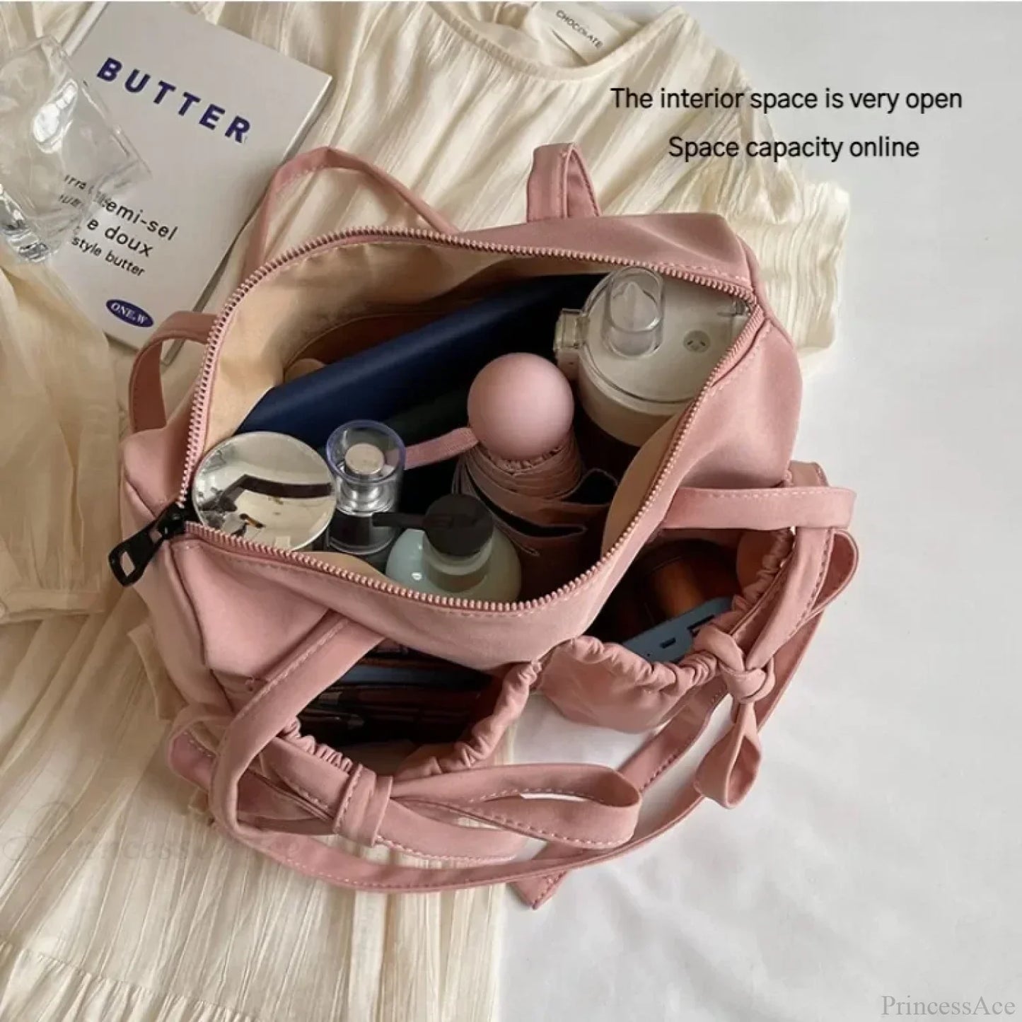 Korean Bow Nylon Foldable Shoulder Bag