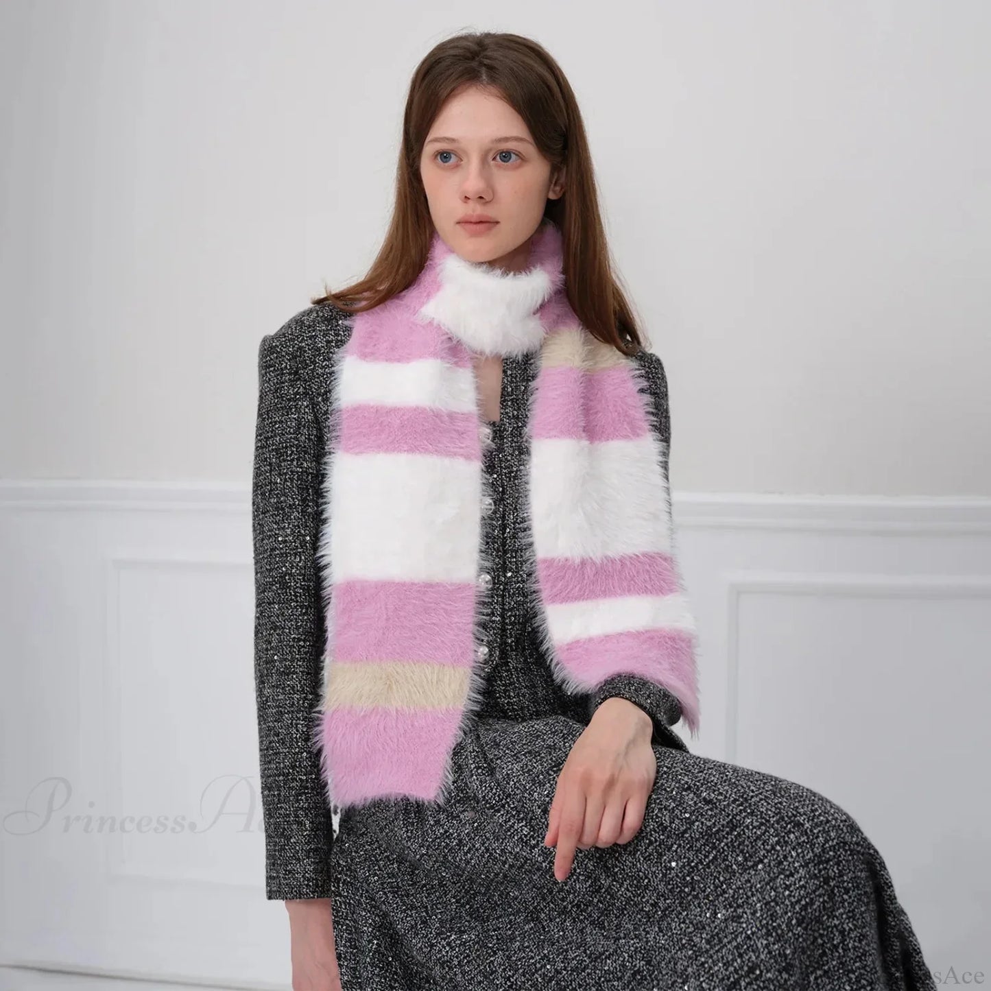 Korean Style Soft Warm Stripe Knitted Scarf for Autumn/Winter