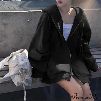 Korean Zip Up Oversized Hoodie