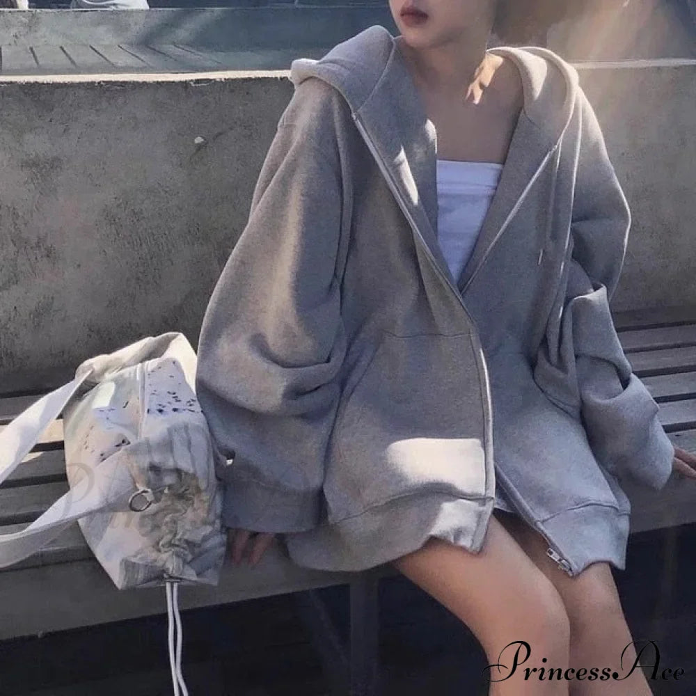 Korean Zip Up Oversized Hoodie