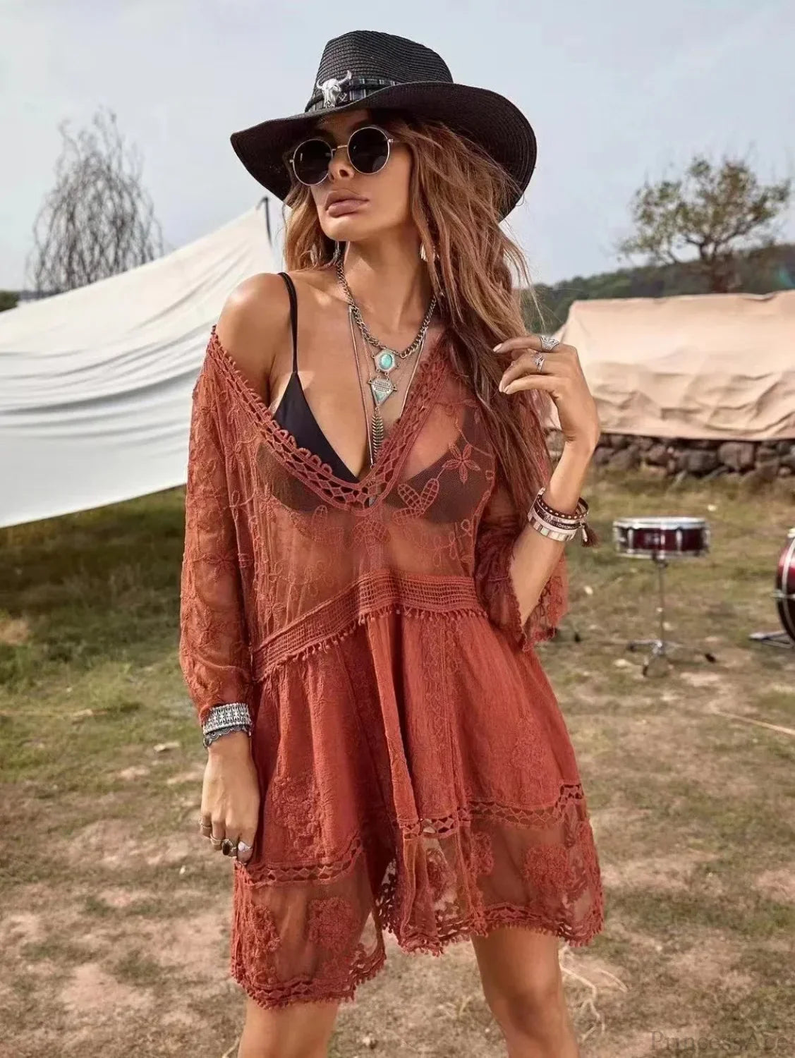 Vestido de playa de encaje para bikini