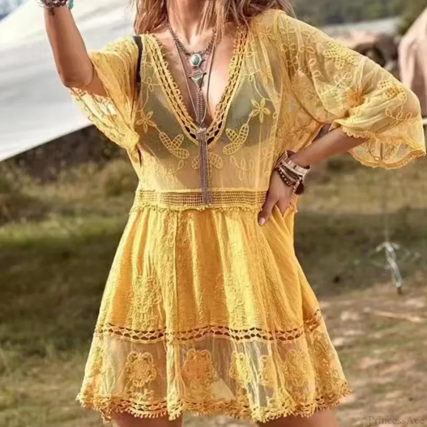 Vestido de playa de encaje para bikini