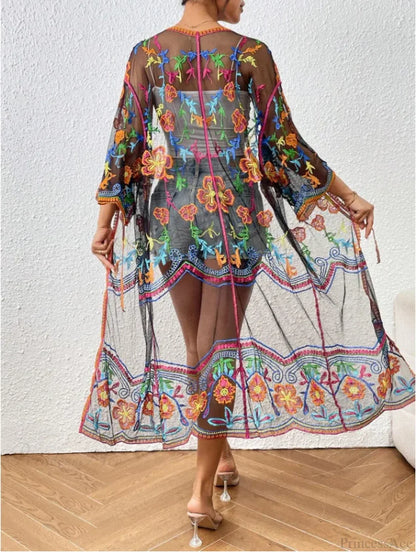 Lace Boho Bikini Beach Cover up Women Dresses Summer