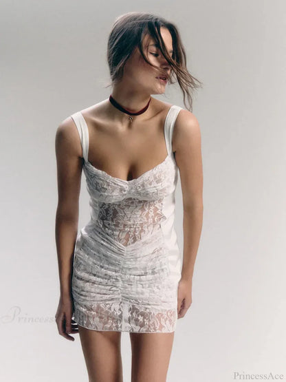 Lace Camisole Double-Layer Mini Dress