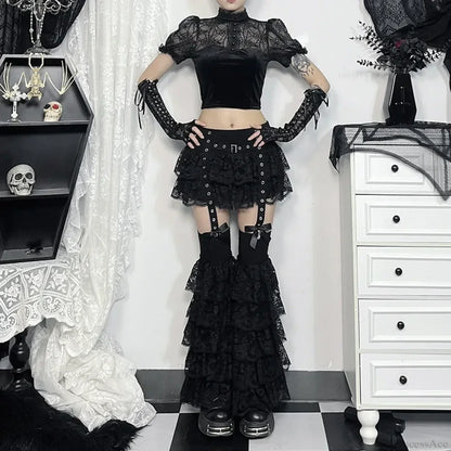 Lace Layered Eyelet Mini Skirt