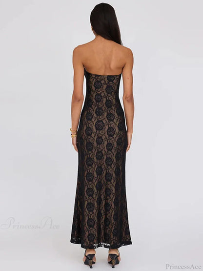 Lace Party Strapless Bodycon Long Floral Dress