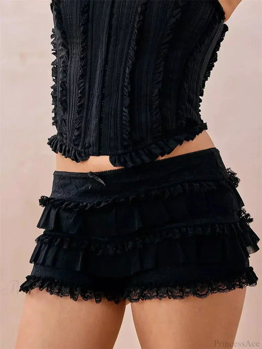 Lace Ruffle Elastic Waist Short