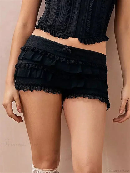 Lace Ruffle Elastic Waist Short