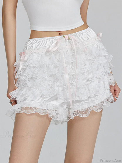 Lace Ruffled Bow FLower Short