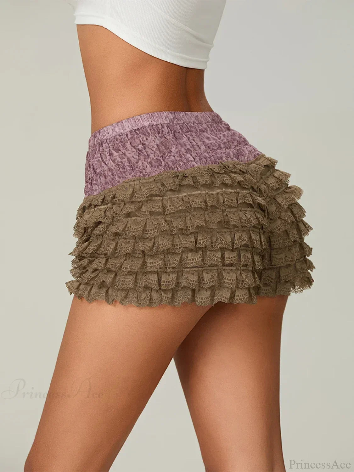 Lace Ruffled Tiered Patchwork Short
