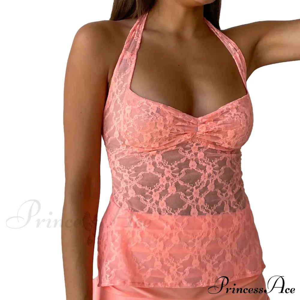 Lace Solid Chic Basic Casual Slim Fit Summer Stylish Elegant Crop Top