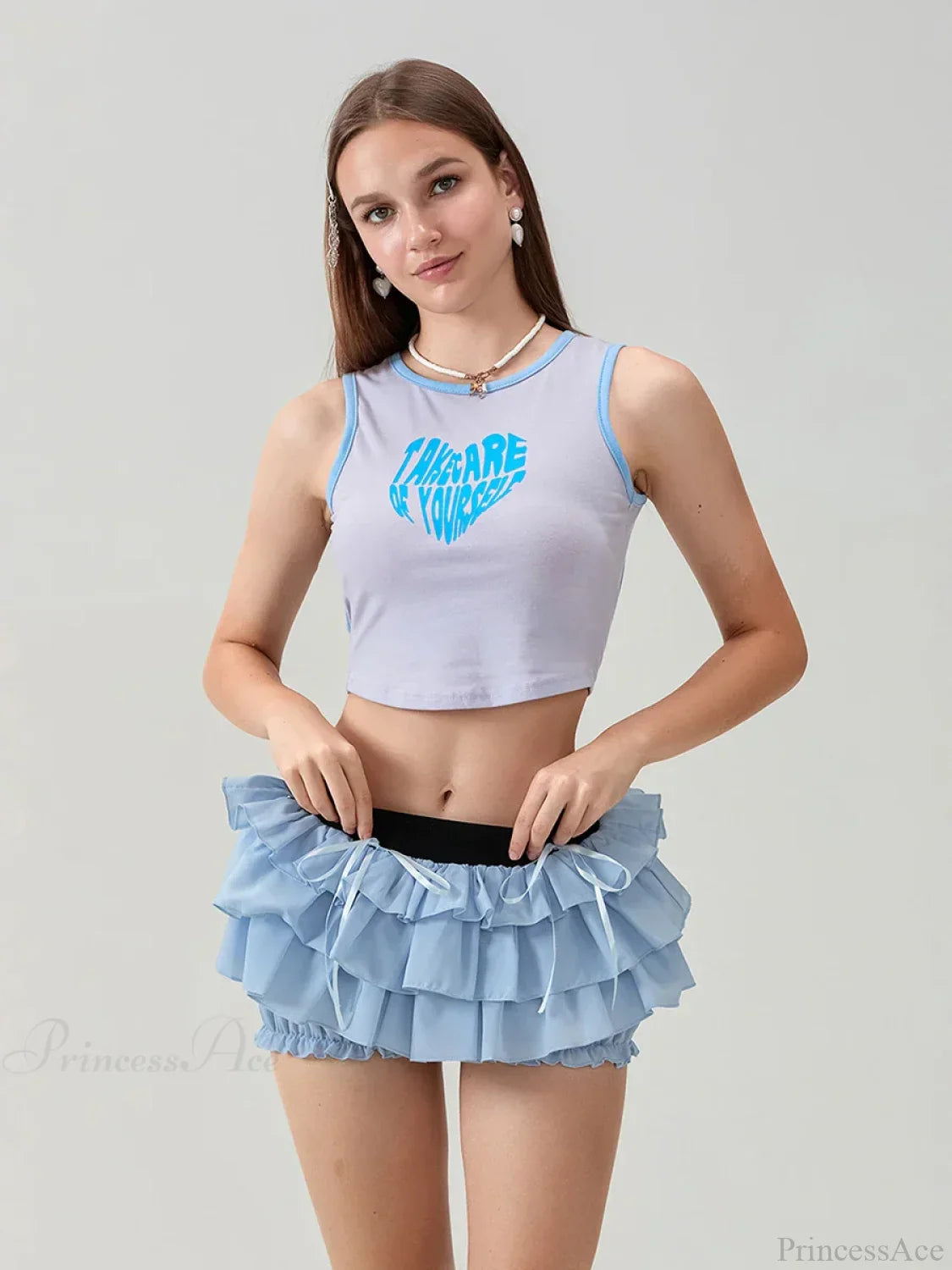 Lace Tiered Bow Skort Short