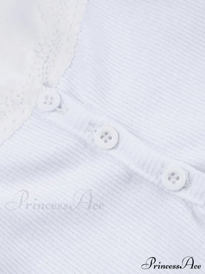 Lace Trim Button Trendy Up Cami Top