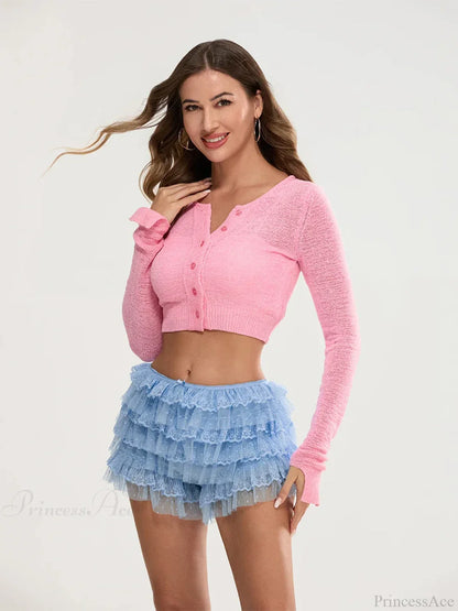 Lace Trim Multi-Layer Bloomer Short
