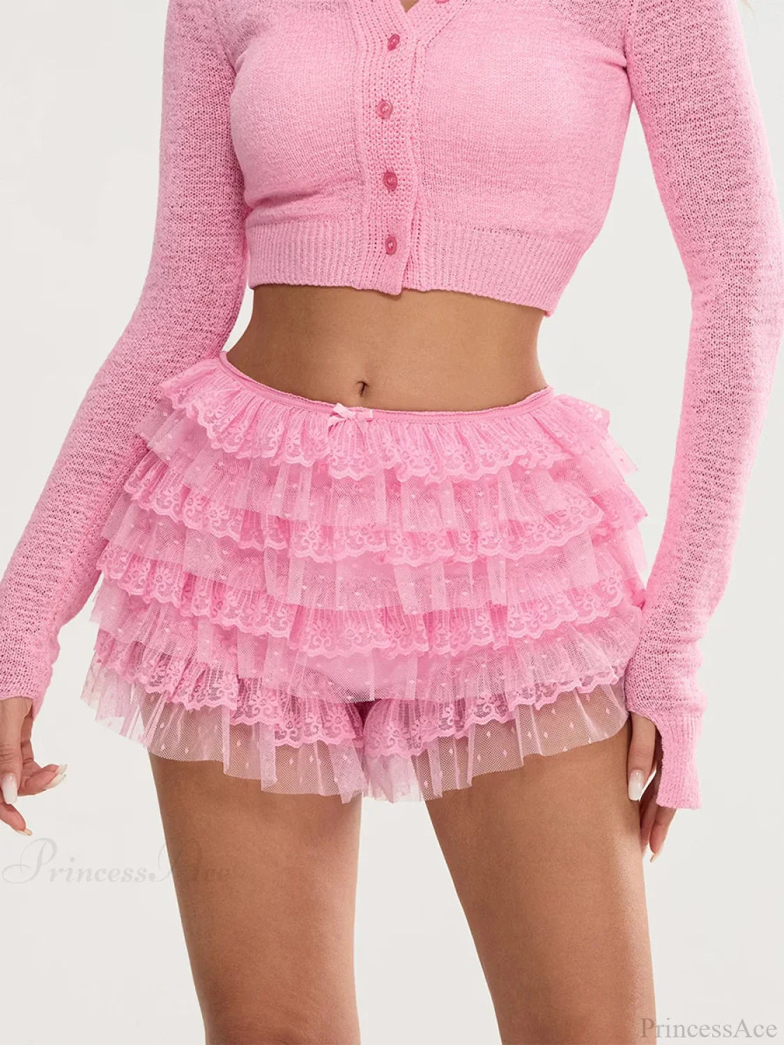Lace Trim Multi-Layer Bloomer Short