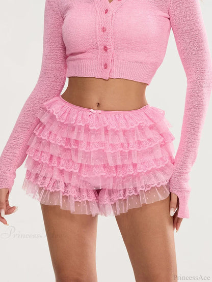 Lace Trim Multi-Layer Bloomer Short