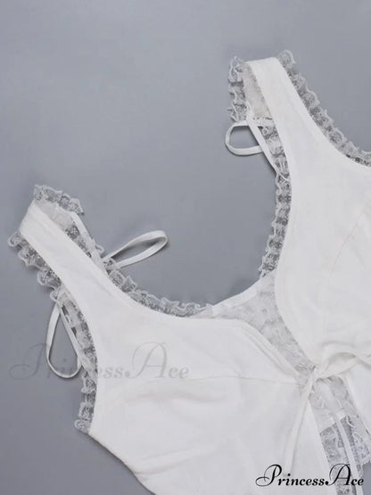 Lace Trim Ribbed Trendy Two Piece Set