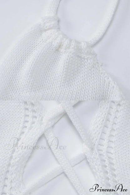 Lace Up Hollow Out Knitted Dress
