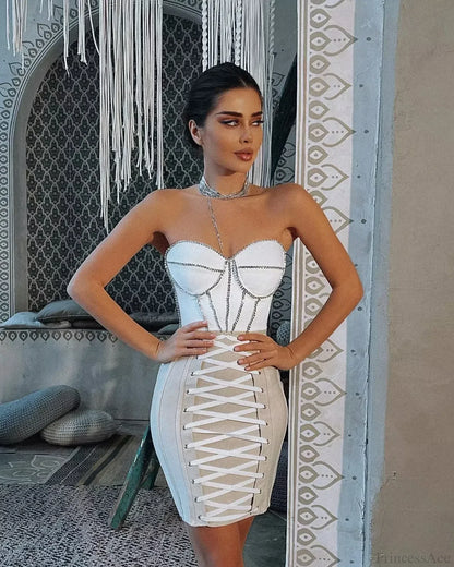 Lace-Up Red Mini Bandage Party Dress