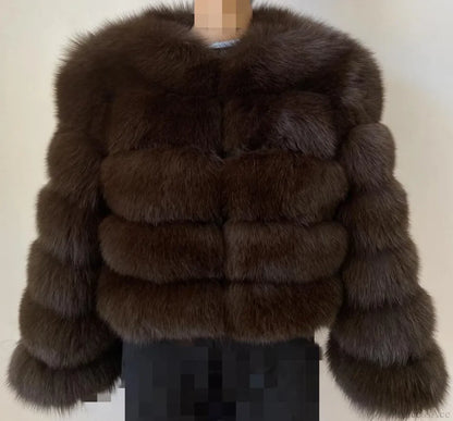 Ladies Fox Fur European Street Coat