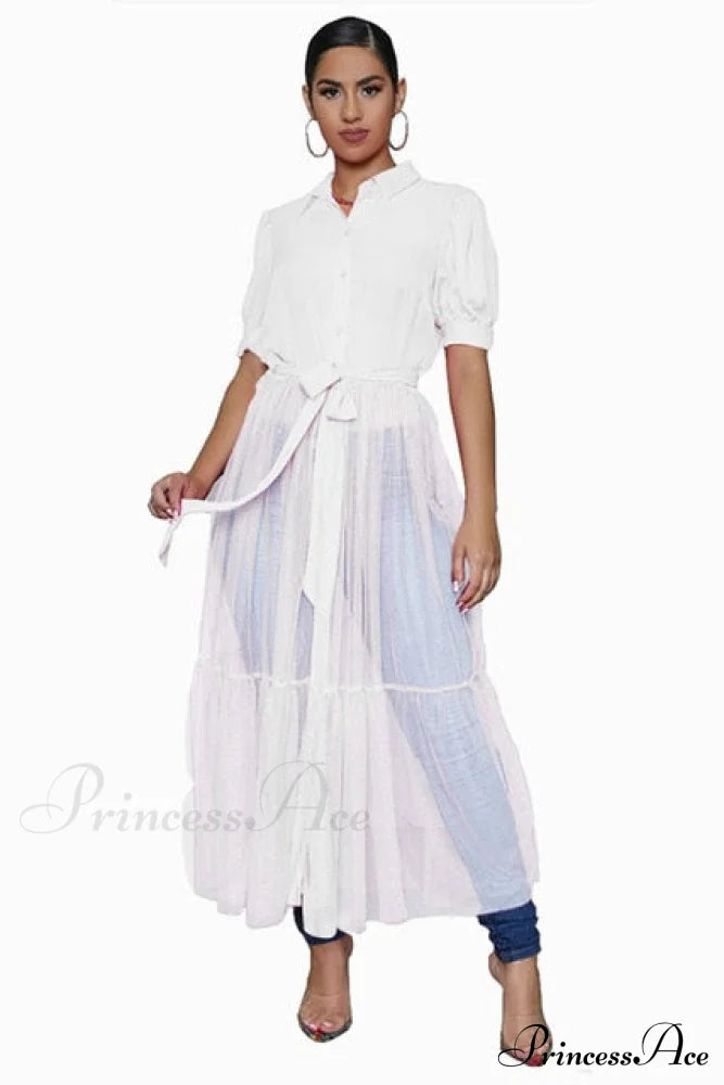 Ladies Long Solid Color Casual Dress