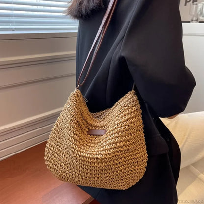 Ladies Summer Straw Crossbody Shoulder Bag