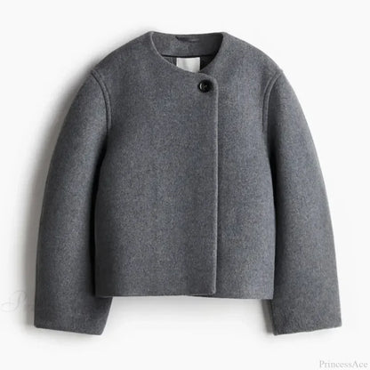 Lamb Wool Lapel Full Sleeve Overcoat