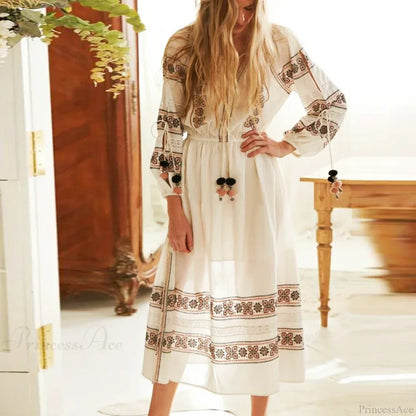 Lantern Long Sleeve Lace Maxi Boho Dress