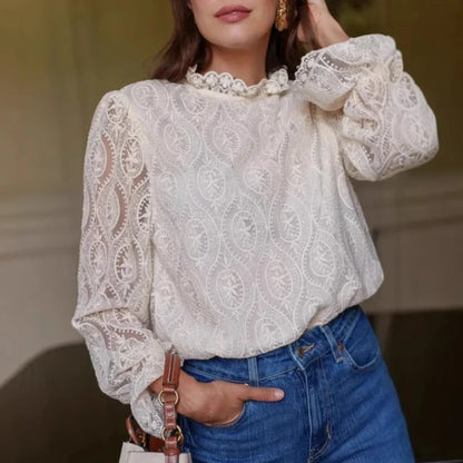 Lantern Sleeve Stand Neck Floral Boho Blouse