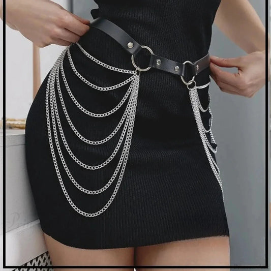 Large Gothic Leather Harness Belt