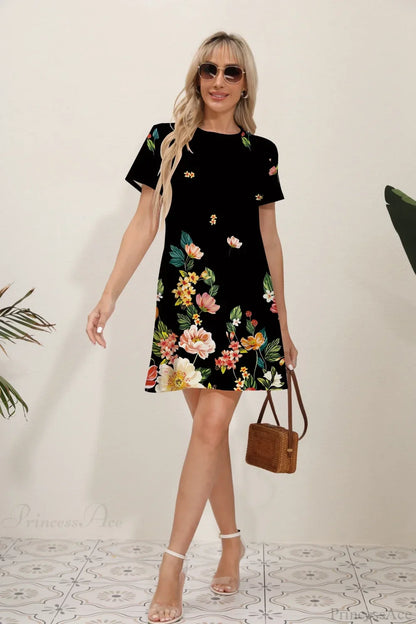 Latest Summer Fashion Floral Print Round Neck Dress