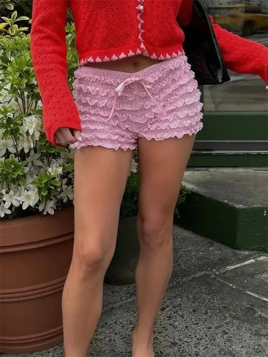 Layered Lace Bow Bloomer Short